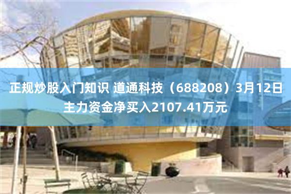 正规炒股入门知识 道通科技（688208）3月12日主力资金净买入2107.41万元