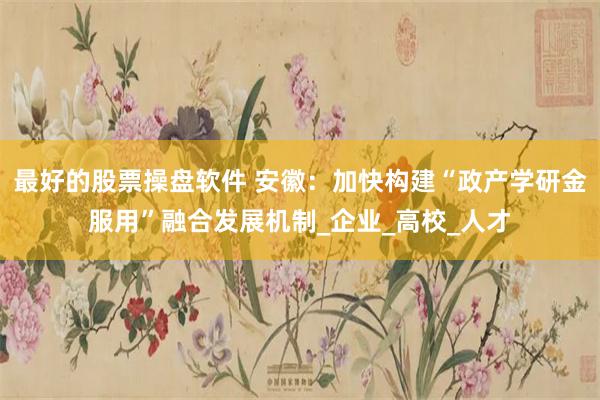 最好的股票操盘软件 安徽：加快构建“政产学研金服用”融合发展机制_企业_高校_人才