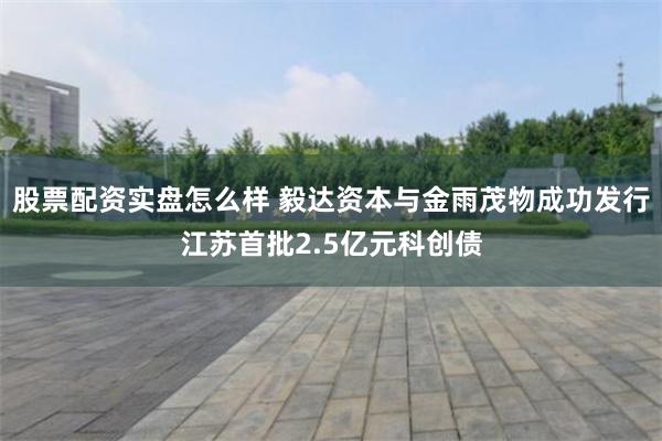 股票配资实盘怎么样 毅达资本与金雨茂物成功发行江苏首批2.5亿元科创债