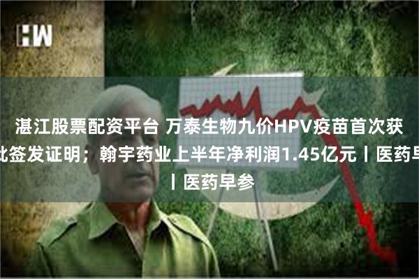 湛江股票配资平台 万泰生物九价HPV疫苗首次获得批签发证明；翰宇药业上半年净利润1.45亿元丨医药早参